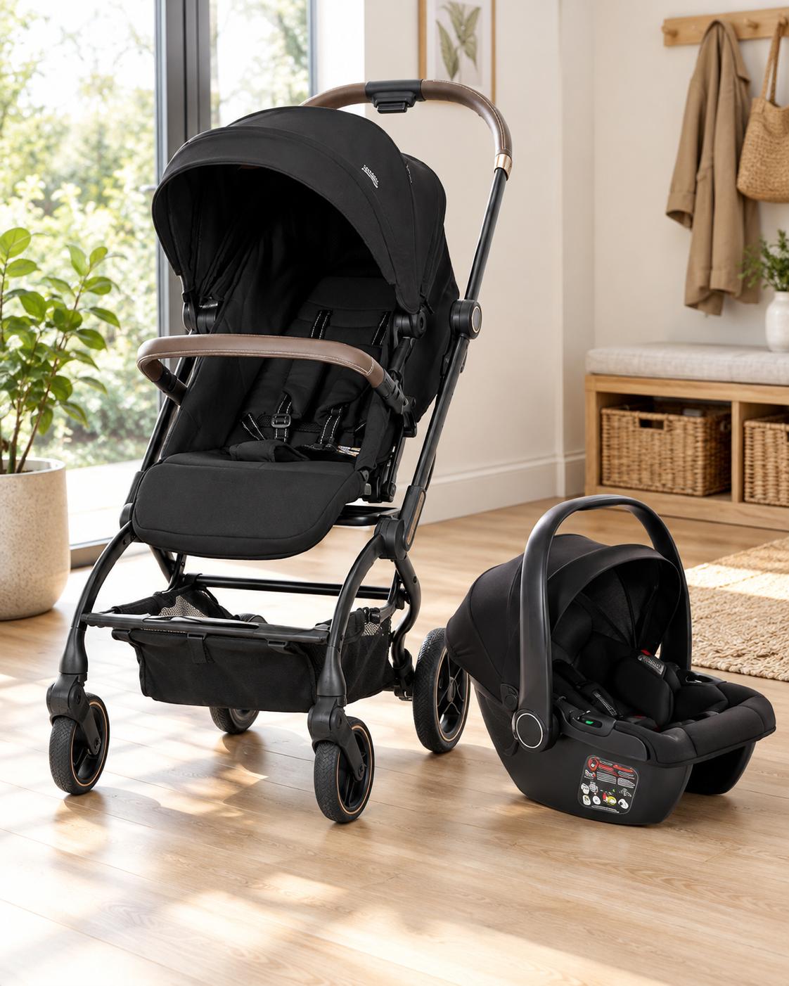 LORELLI SET KOLICA ZA BEBE MAKAYA ROTACIONO SEDISTE 360 (22KG MAX) - BLACK I SEDISTE ZA AUTO